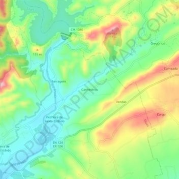 Canhestros topographic map, elevation, terrain