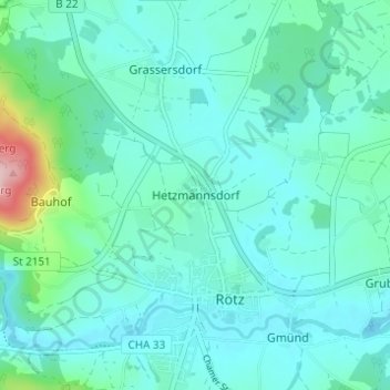 Hetzmannsdorf topographic map, elevation, terrain