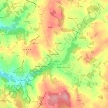 Lapeyrière topographic map, elevation, terrain