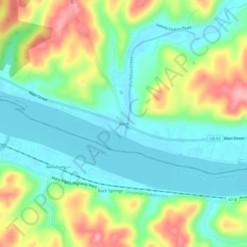 Rural topographic map, elevation, terrain