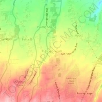 Pulong Bunga topographic map, elevation, terrain