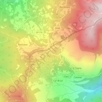 Scabiazza topographic map, elevation, terrain