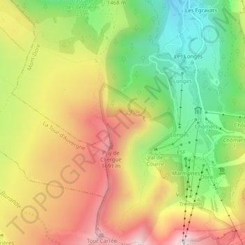Prade Haute topographic map, elevation, terrain