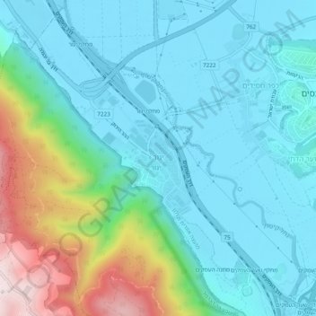 Yagur topographic map, elevation, terrain