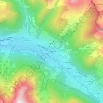 La Panthiaz topographic map, elevation, terrain
