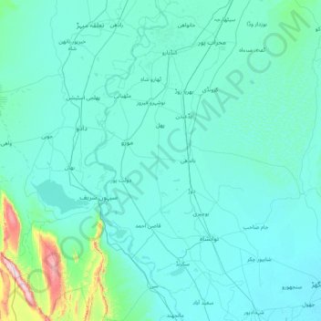 Nawābshāh District topographic map, elevation, terrain