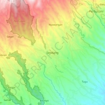 Sendang topographic map, elevation, terrain