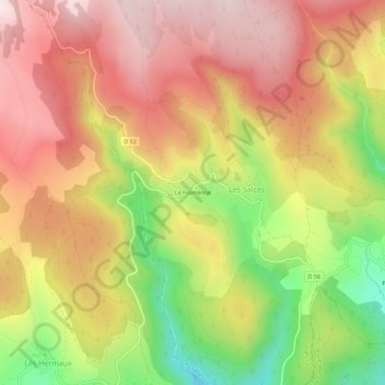 Le Fromental topographic map, elevation, terrain
