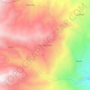 Pacopampa topographic map, elevation, terrain