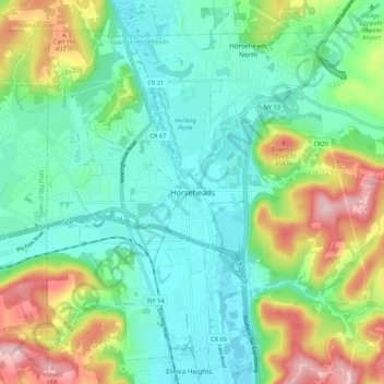 Horseheads topographic map, elevation, terrain