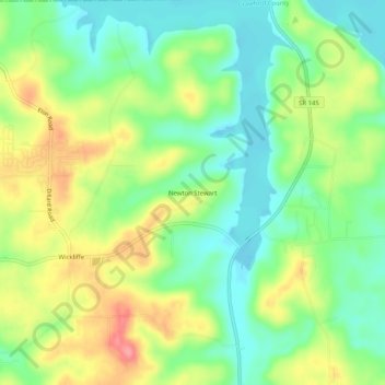Newton Stewart topographic map, elevation, terrain