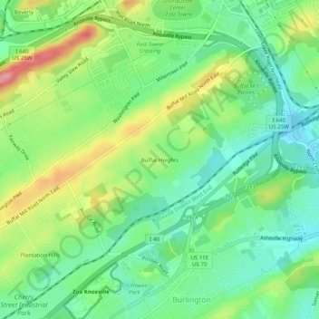 Buffat Heights topographic map, elevation, terrain