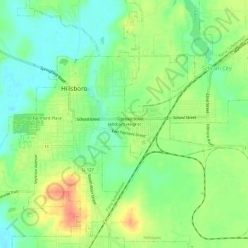 Hillsboro Heights topographic map, elevation, terrain
