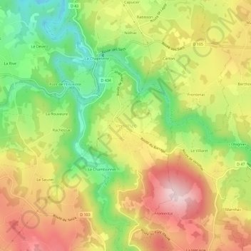 Versilhac topographic map, elevation, terrain