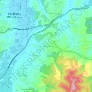 Cite Ben Merzouga topographic map, elevation, terrain