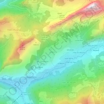 Le Mont topographic map, elevation, terrain