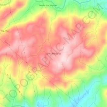 Linha Mesquita topographic map, elevation, terrain