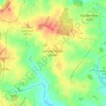 Langley Upper Green topographic map, elevation, terrain