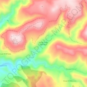 Douar Ouled Hamdane topographic map, elevation, terrain