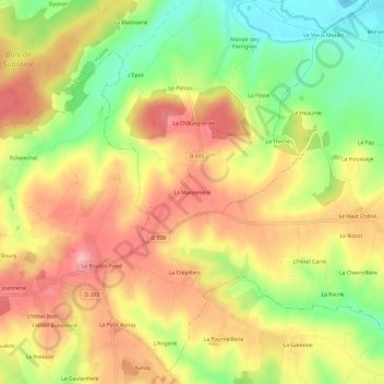 La Mannetière topographic map, elevation, terrain