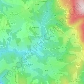 Giroux topographic map, elevation, terrain