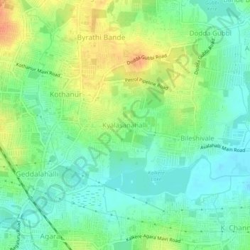 Kyalasanahalli topographic map, elevation, terrain