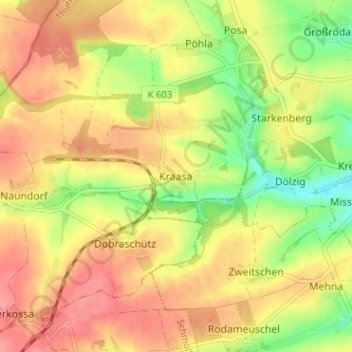 Kraasa topographic map, elevation, terrain