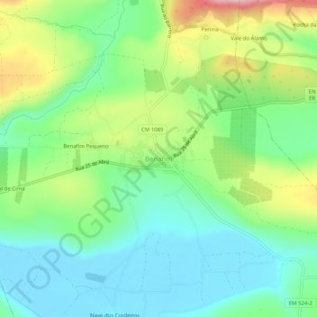 Benafim topographic map, elevation, terrain