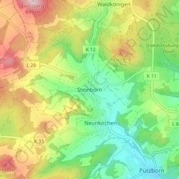 Steinborn topographic map, elevation, terrain