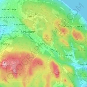 Vangsta topographic map, elevation, terrain