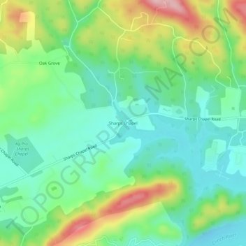Sharps Chapel topographic map, elevation, terrain