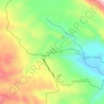 Kwagas topographic map, elevation, terrain