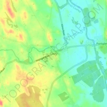 Clady topographic map, elevation, terrain