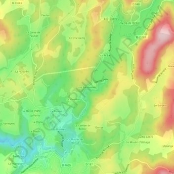 Les Bariousses topographic map, elevation, terrain