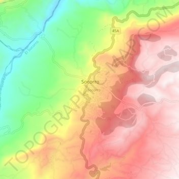 Socorro topographic map, elevation, terrain