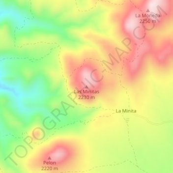 Las Minitas topographic map, elevation, terrain