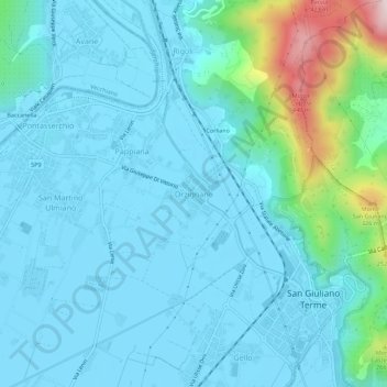 Orzignano topographic map, elevation, terrain