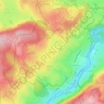 Les Courtots topographic map, elevation, terrain