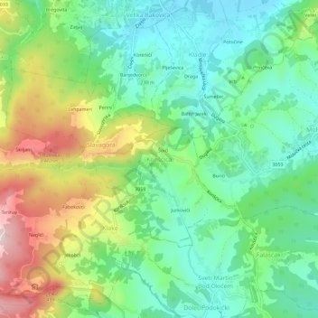 Konšćica topographic map, elevation, terrain