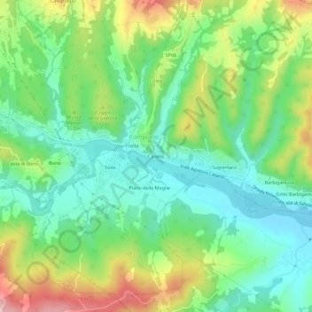 Casello topographic map, elevation, terrain