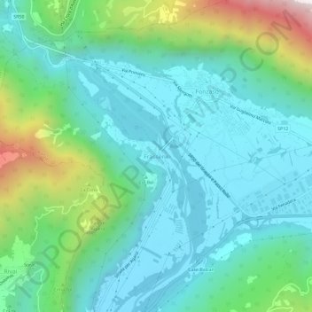 Frassené topographic map, elevation, terrain