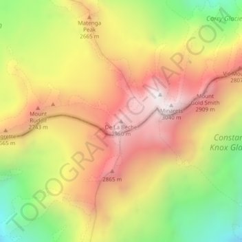 De La Beche topographic map, elevation, terrain