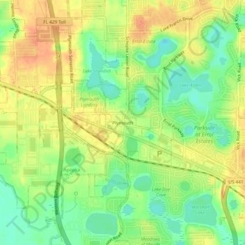 Plymouth topographic map, elevation, terrain