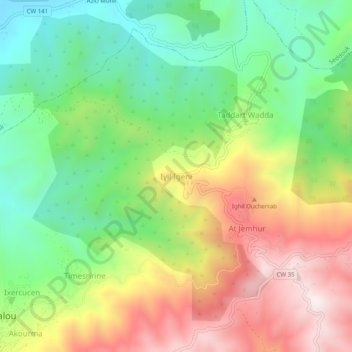 Ighil Igueni topographic map, elevation, terrain