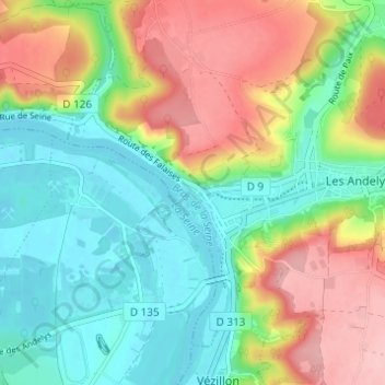 Le Petit Andely topographic map, elevation, terrain