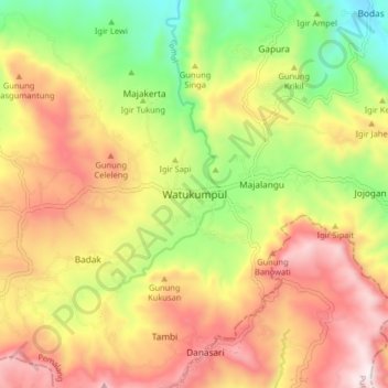 Watukumpul topographic map, elevation, terrain