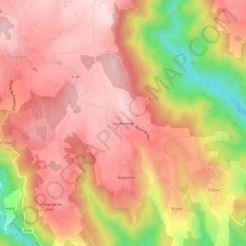 Les Arnauds topographic map, elevation, terrain