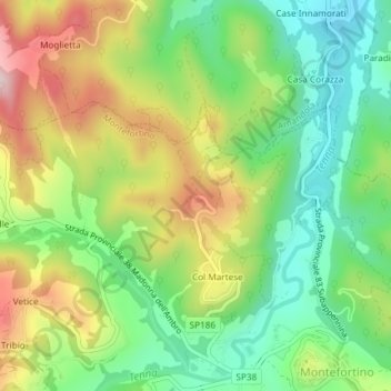 Rovitolo topographic map, elevation, terrain