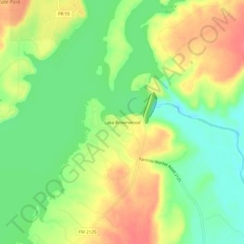 Lake Brownwood topographic map, elevation, terrain