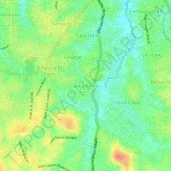 Suka Karya topographic map, elevation, terrain